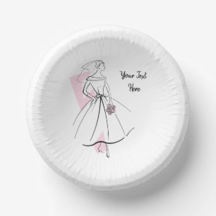 Fashion Bride Pink Text Paper Plate