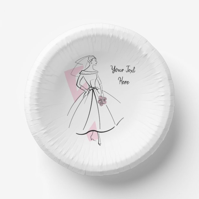 Fashion Bride Pink Text  Paper Plate (Front)