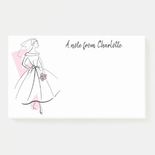 Fashion Bride Pink Text post-it notes