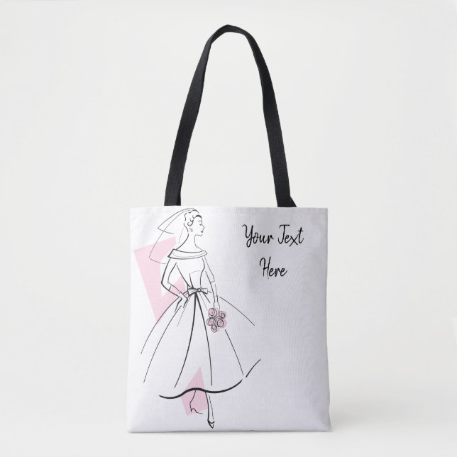 Fashion Bride Pink Text tote Bag (Front)