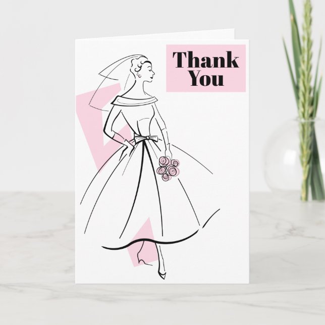 Fashion Bride Pink Thank You card (Front)