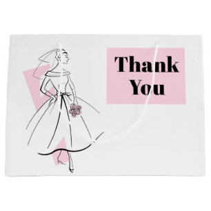 Fashion Bride Pink Thank You gift bag large