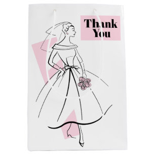Fashion Bride Pink Thank You gift bag medium