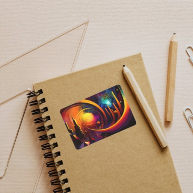 Fashion bright beautiful city colourful art sun rectangular sticker (Creator Uploaded)