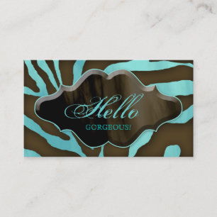 Fashion Business Cards Animal Zebra Blue