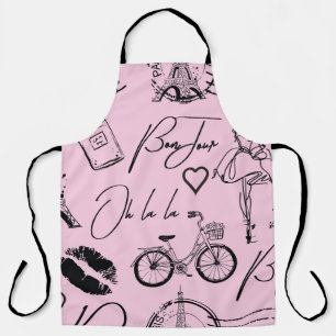 Fashion, calligraphy, Eiffel Tower, lips Apron