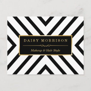 Fashion Classy Gold Black White Stripes Pattern Postcard
