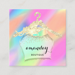 Fashion Cloth Hanger Dress  Boutique Holograph QR  Square Business Card