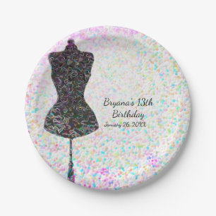 Fashion Confetti Mannequin Modern Custom Party Paper Plate