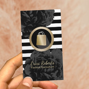 Fashion Consultant Shopper Modern Stripes Floral Business Card