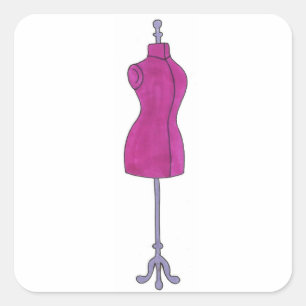 Fashion Costume Designer Pink Mannequin Seamstress Square Sticker