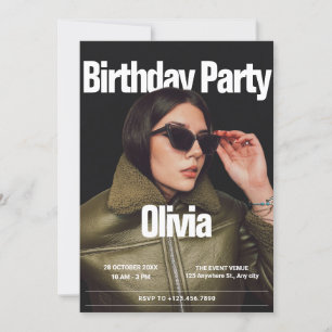Fashion cover magazine photo birthday invitation