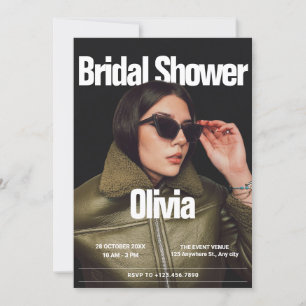 Fashion cover magazine photo bridal shower invitation