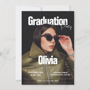 Fashion cover magazine photo graduation party invitation