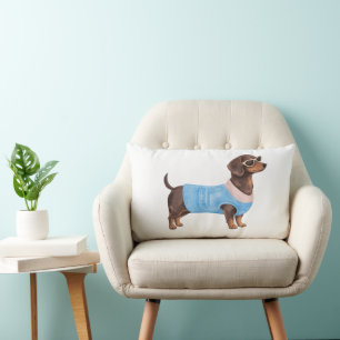 Fashion Dachshund Throw Pillow Design