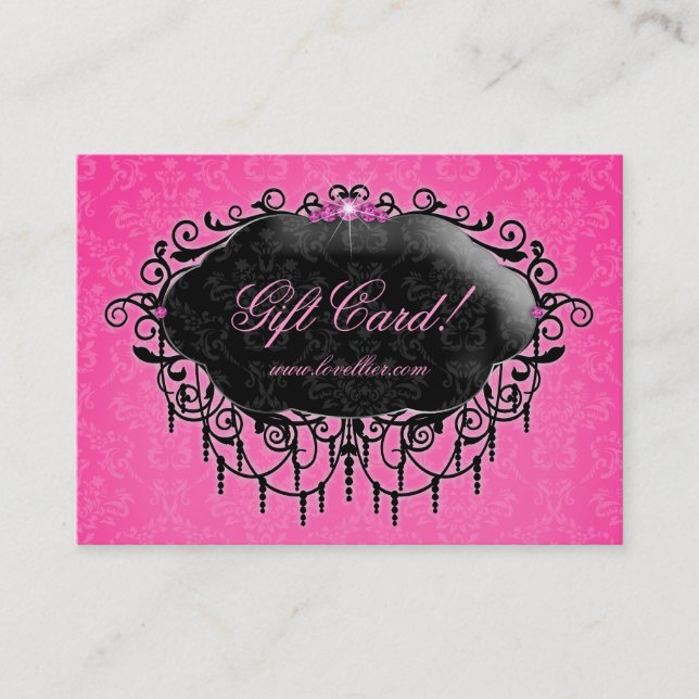 Fashion Damask Jewellery Gift Certificate Pink (Front)