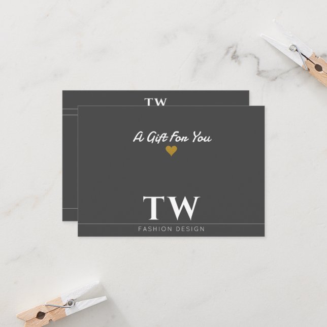 Fashion Designer Black Gift Certificate (Front/Back In Situ)