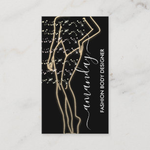 Fashion Designer Logo QR Rose Body Care Gold Black Business Card