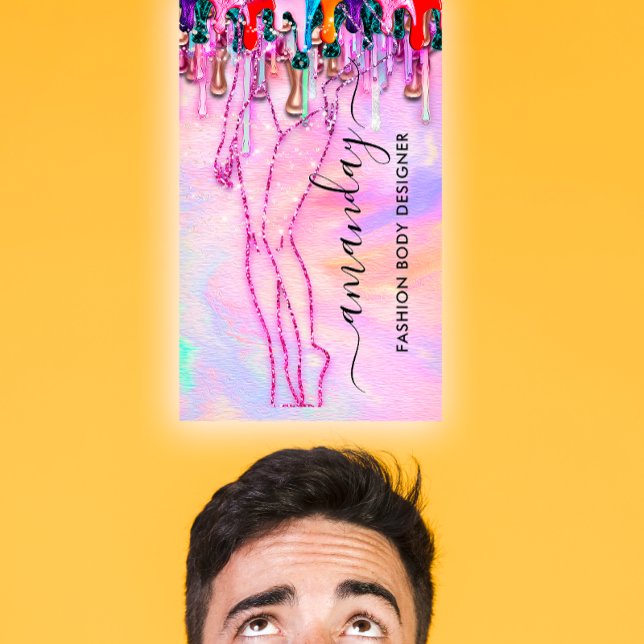 Fashion Designer Logo QR Rose Body Shape Drips Business Card (Fashion Designer Logo QR Rose Body Shape Drips Business Card)