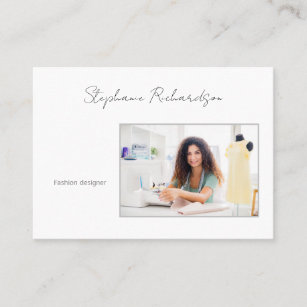 Fashion designer QR code photo modern seamstress  Business Card