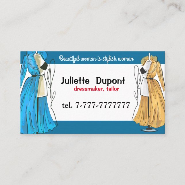 Fashion Designer Tailor Dressmaker Chic Business Card (Front)