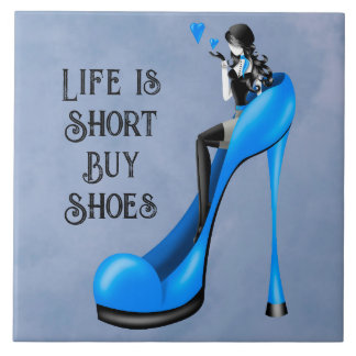 Fashion Diva in Stiletto Blue Ceramic Tile