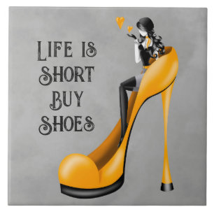 Fashion Diva in Stiletto Golden Ceramic Tile