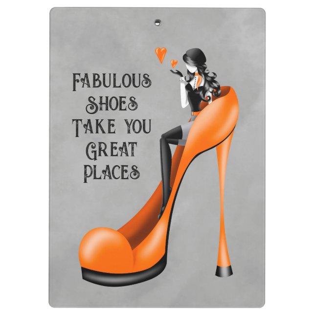 Fashion Diva in Stiletto Orange Clipboard (Back)