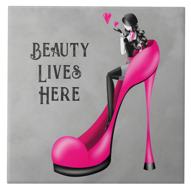 Fashion Diva in Stiletto Pink Ceramic Tile (Front)