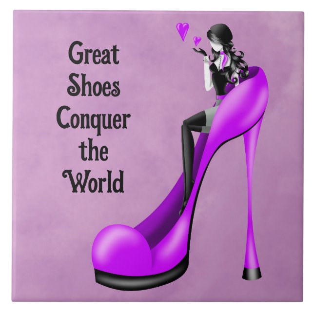 Fashion Diva in Stiletto Purple  Ceramic Tile (Front)