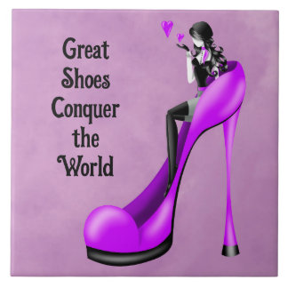 Fashion Diva in Stiletto Purple  Ceramic Tile