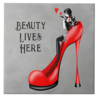 Fashion Diva in Stiletto Red Ceramic Tile