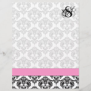 Fashion Diva Pink Raspberry Monogram Damask