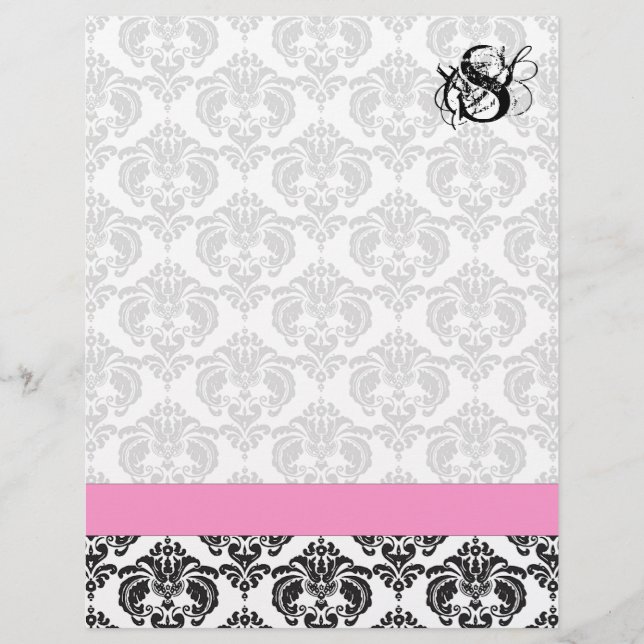 Fashion Diva Pink Raspberry Monogram Damask (Front)