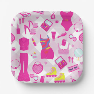 fashion doll clothes vintage 1990s pink gingham paper plate