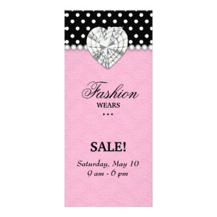 Fashion Dots Jewels Pearl Heart Lace Pink Rack Card