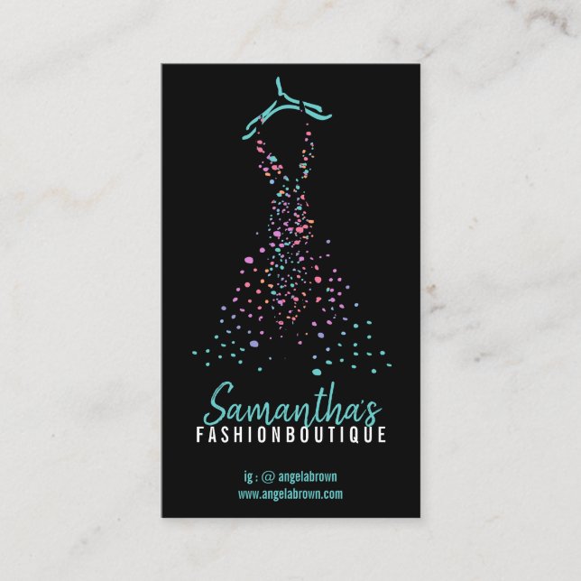 Fashion Dress Boutique Shop Retailer Blogger Dots Business Card (Front)