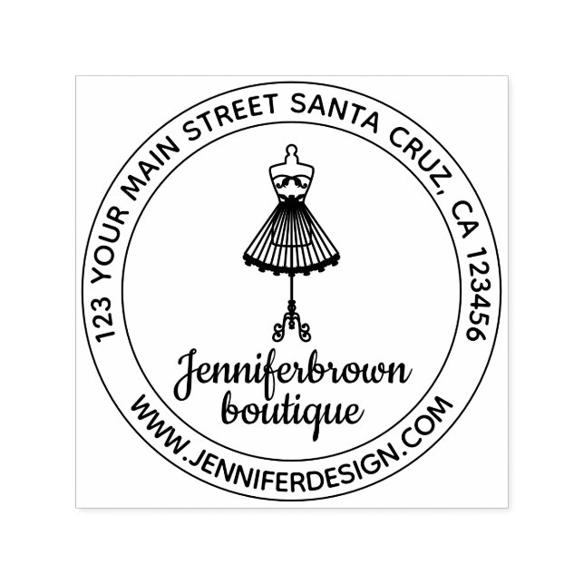 Fashion Dress Mannequin Simple Tailor Logo Self-inking Stamp (Design)
