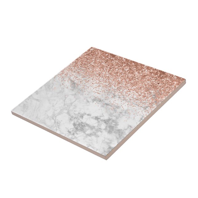 Fashion Elegant white Ombre Glitter Glitter Marble Ceramic Tile (Side)