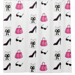 Fashion fashionista teen handbag coquette bow shower curtain