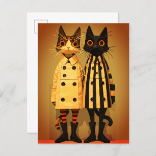 Fashion Felines – Quirky Cat Coats & Boots Postcard