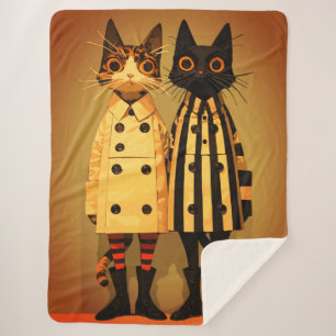 Fashion Felines – Quirky Cat Coats & Boots Sherpa Blanket