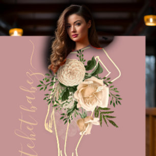 Fashion Floral Rose Logo QR Stylist Body  Business Card