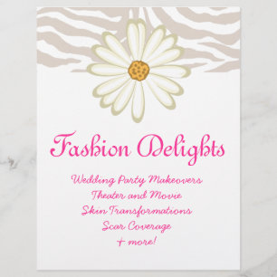 Fashion Flyer Zebra Daisy Flower Salon Boutique