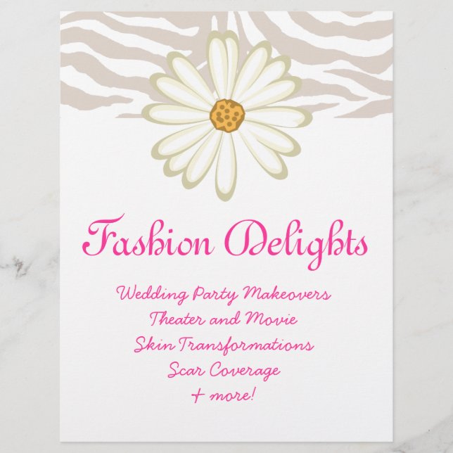 Fashion Flyer Zebra Daisy Flower Salon Boutique (Front)