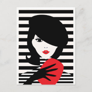 Fashion french stylish fashion illustration postcard