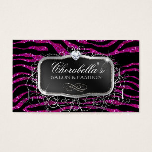 Fashion Gift Card Nail Salon Zebra Glitter Pink