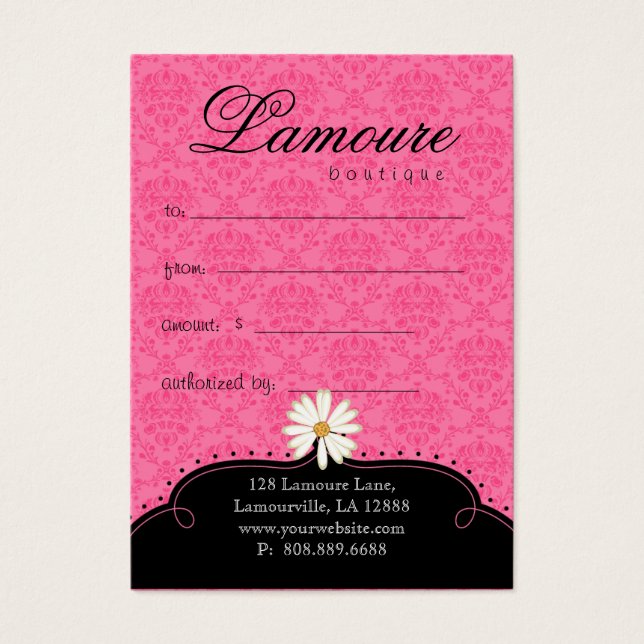 Fashion Gift Card Pretty Shoes Dress Pink Black (Front)