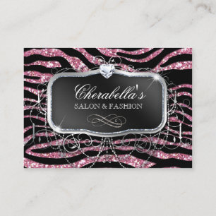 Fashion Gift Card Salon Zebra Glitter Black Pink