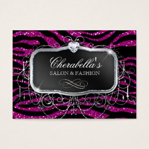 Fashion Gift Card Salon Zebra Glitter Silver Pink